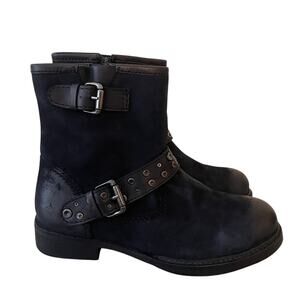 New Vintage Foundry Miriam Moto Black Suede Leather Boots
